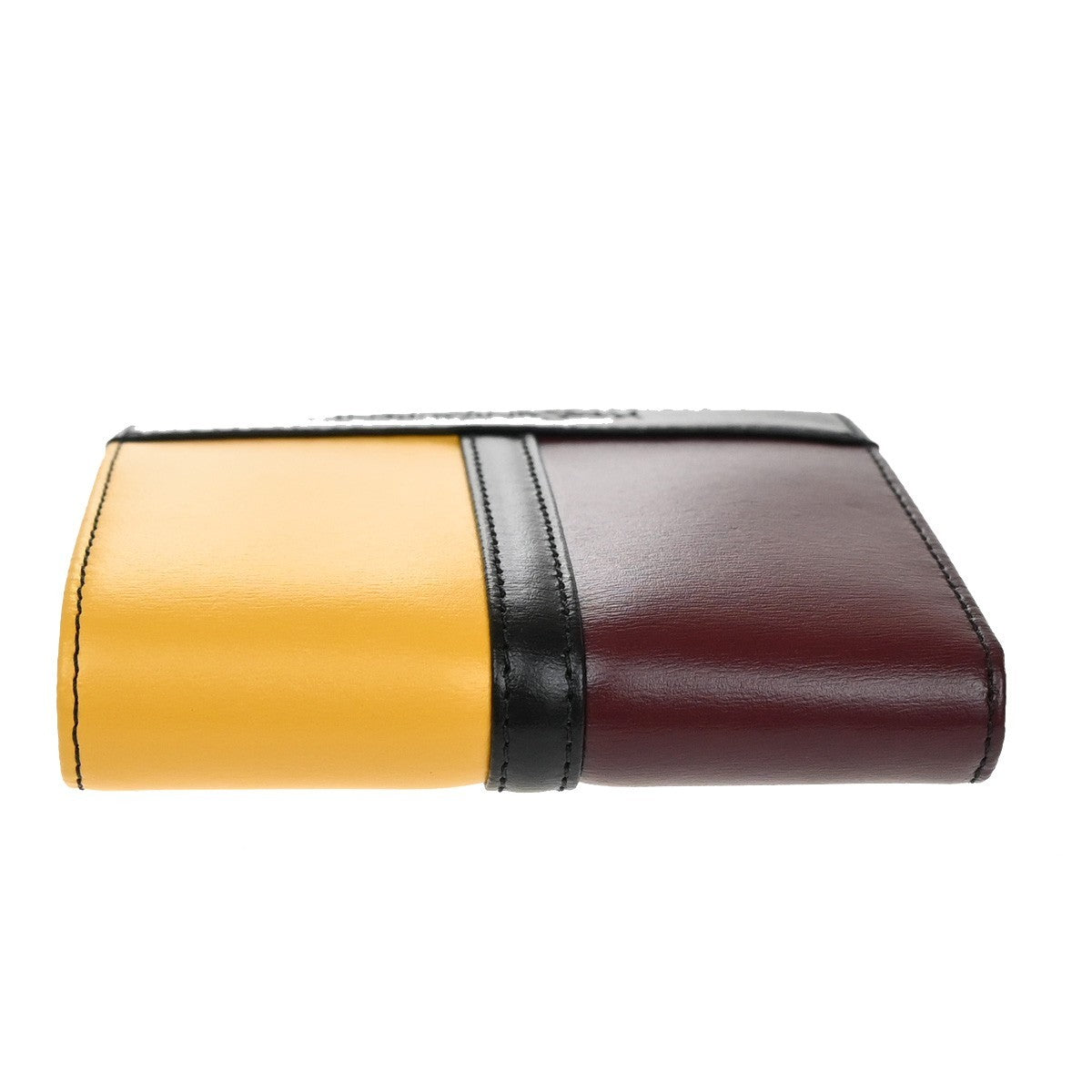 YVES SAINT LAURENT YSL Bifold Compact Wallet Leather Red Yellow Black 04RF830