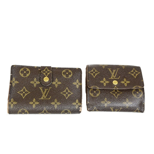 LOUIS VUITTON 2 Set Bifold Wallet Purse Monogram Leather Brown 05FB092