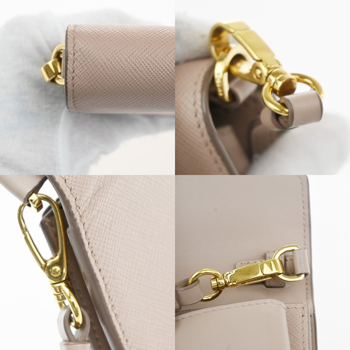 PRADA Logo Shoulder Hand Bag Saffiano Leather Pink Beige GHW Italy 18RL881