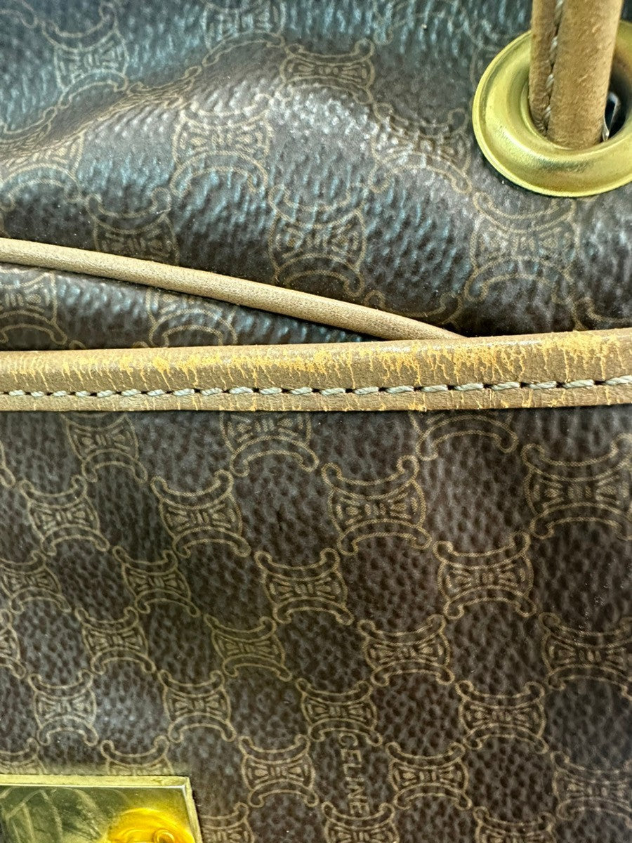 CELINE Logo Macadam Pattern Backpack Bag PVC Leather Brown GHW 87CA858