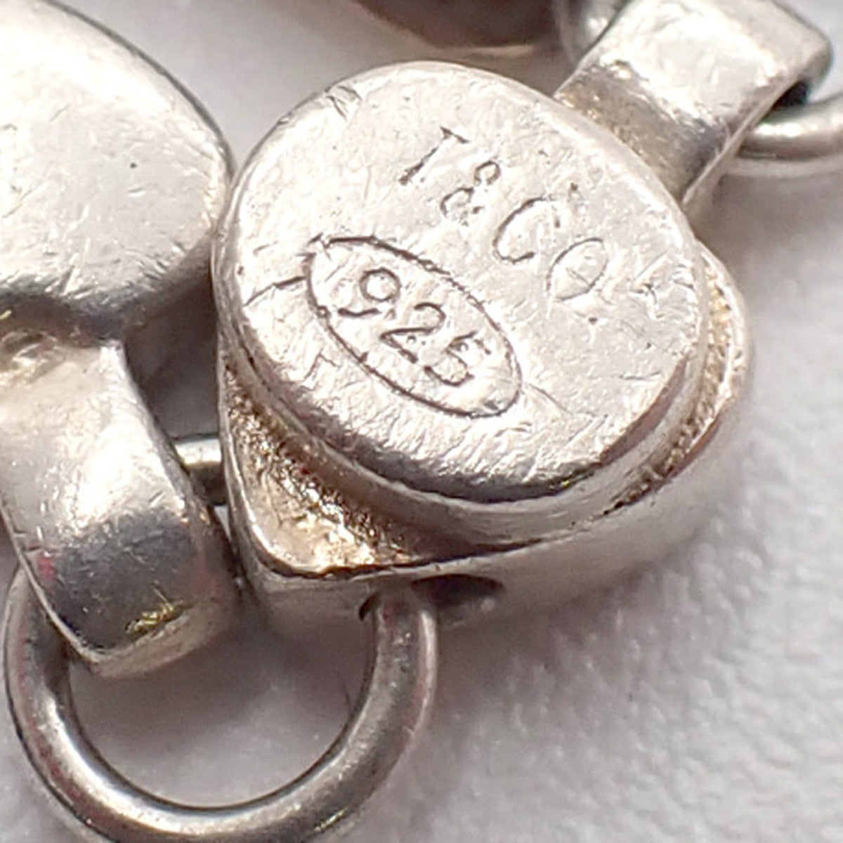Tiffany & Co. Logo Puff Heart Link Charm Bracelet Silver 925 62RL625