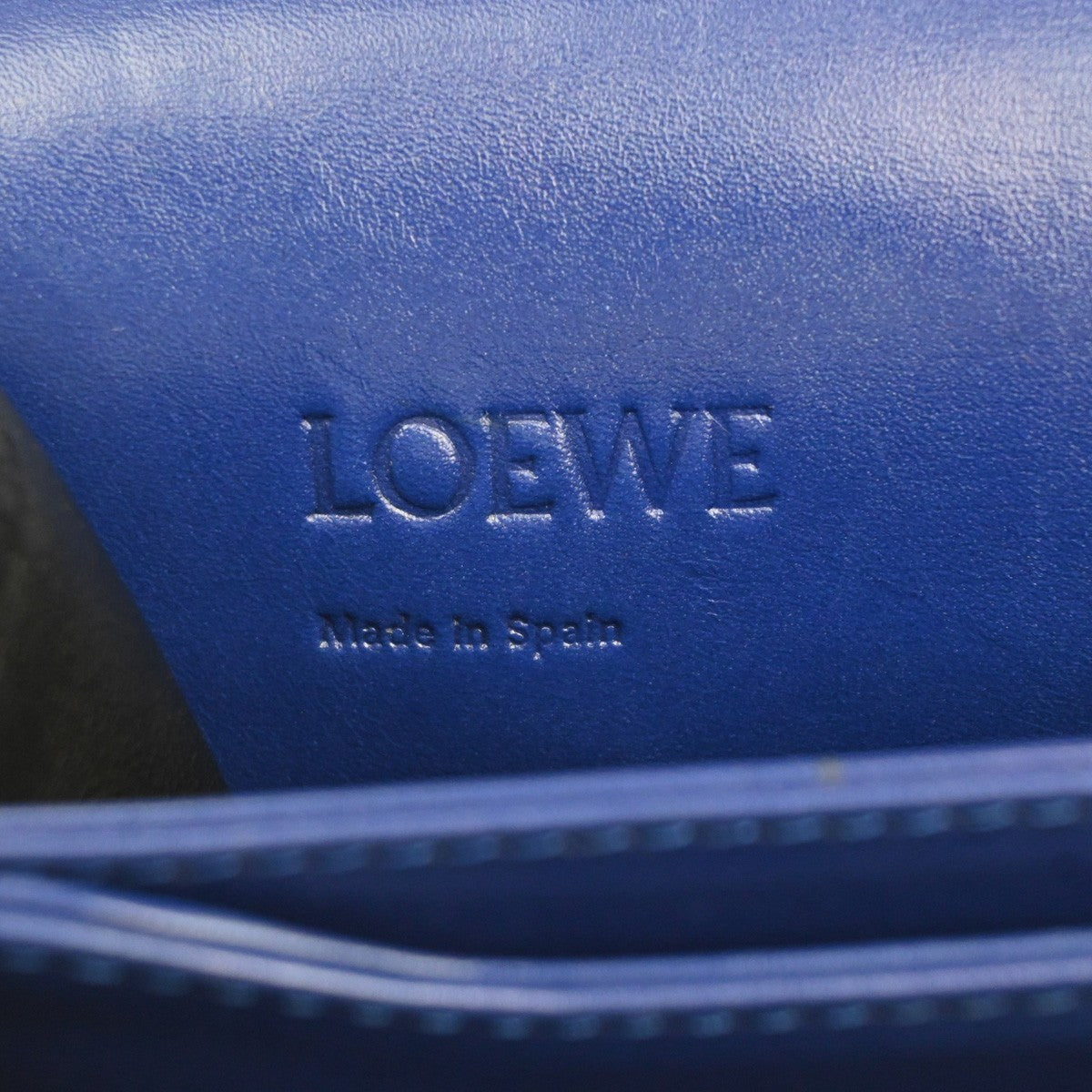 LOEWE Logo Barcelona Mini Shoulder Hand Bag Leather Blue GHW Spain 76KP582