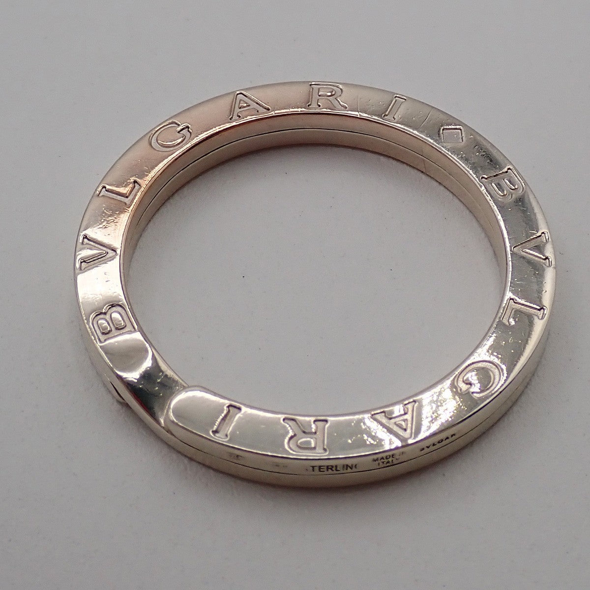 BVLGARI Logo Key Ring Silver Ag 925 Accessory Italy 02EG276