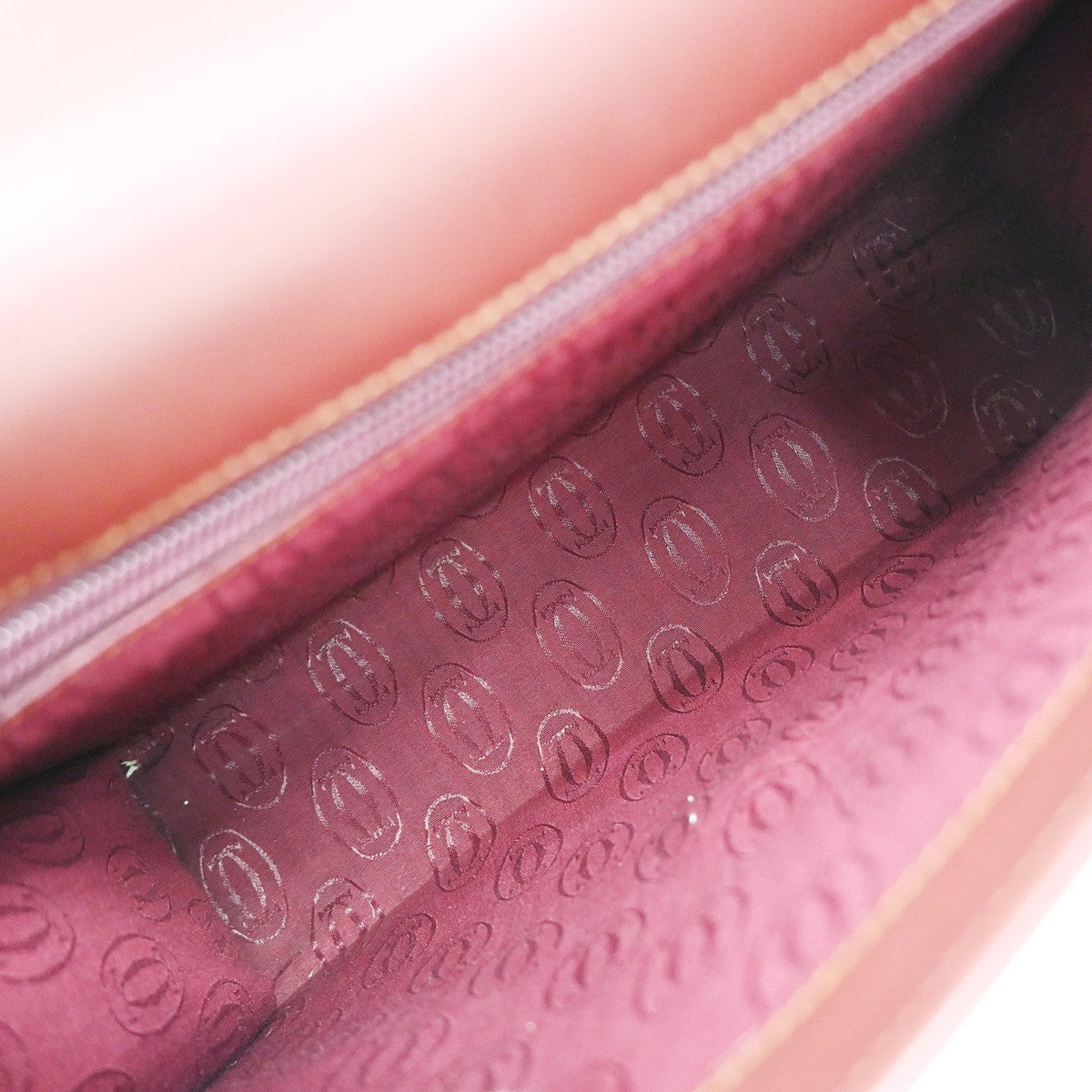 MUST DE CARTIER 2C Logo Hand Bag Leather Red Gold-Plated Italy 38KP142
