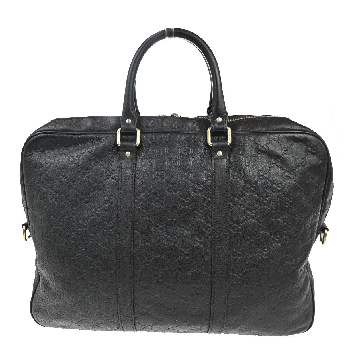 GUCCI GG Logo Guccissima Hand Bag Embossed Leather Brown GHW Italy 36ZA199