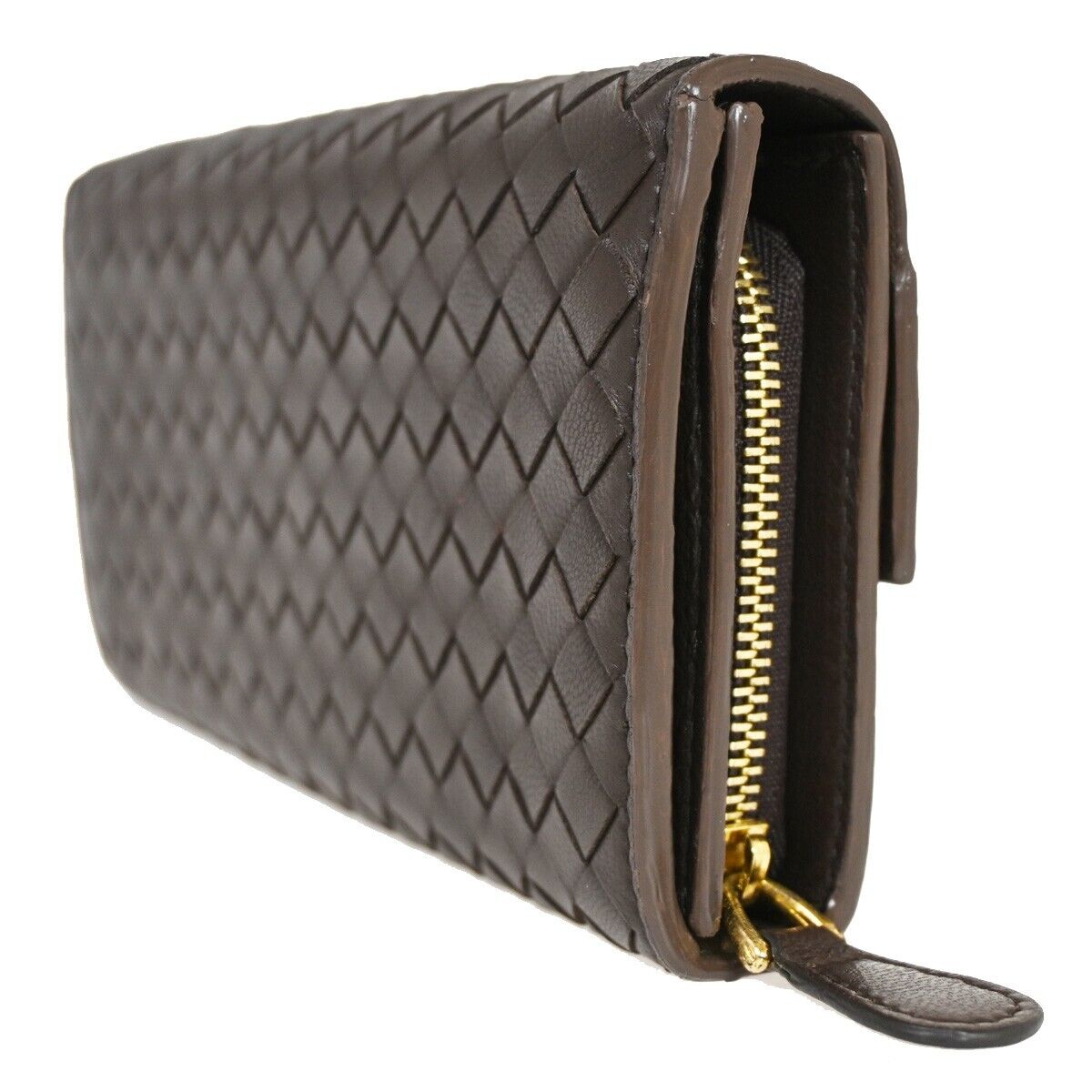 BOTTEGA VENETA Logo Intrecciato Long Bifold Wallet Leather Brown Italy 36EA551