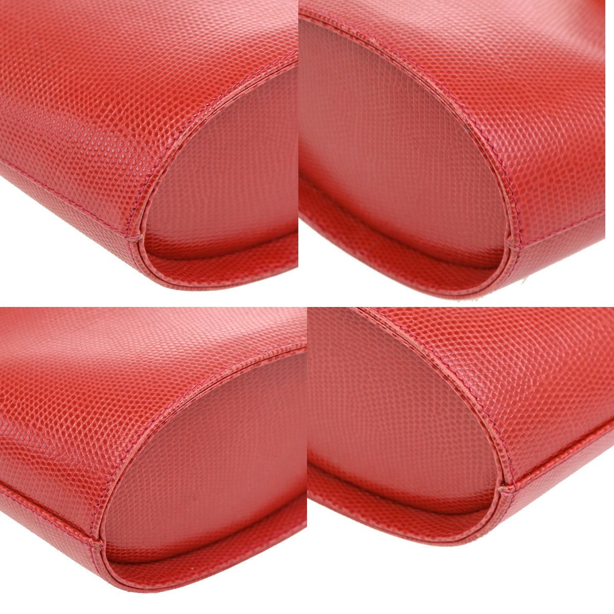 SALVATORE FERRAGAMO Vara Bow Bucket Handbag Embossed Leather Red GHW 62DA271