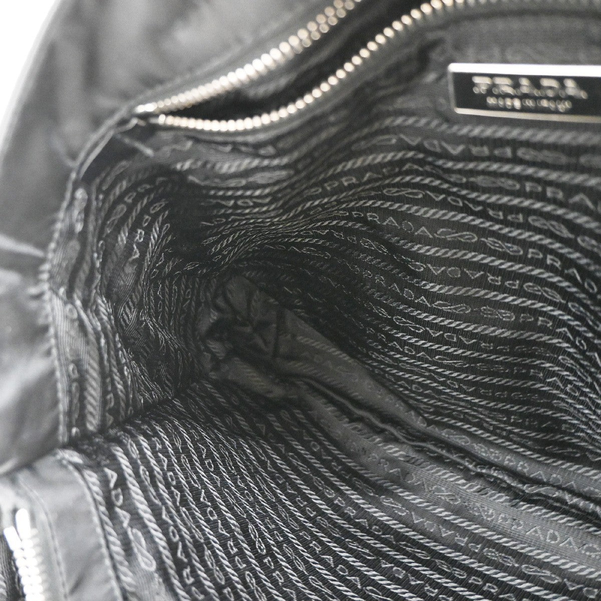 PRADA MILANO Logo Tessuto Shoulder Tote Bag Nylon Leather Black Nero 80KB461
