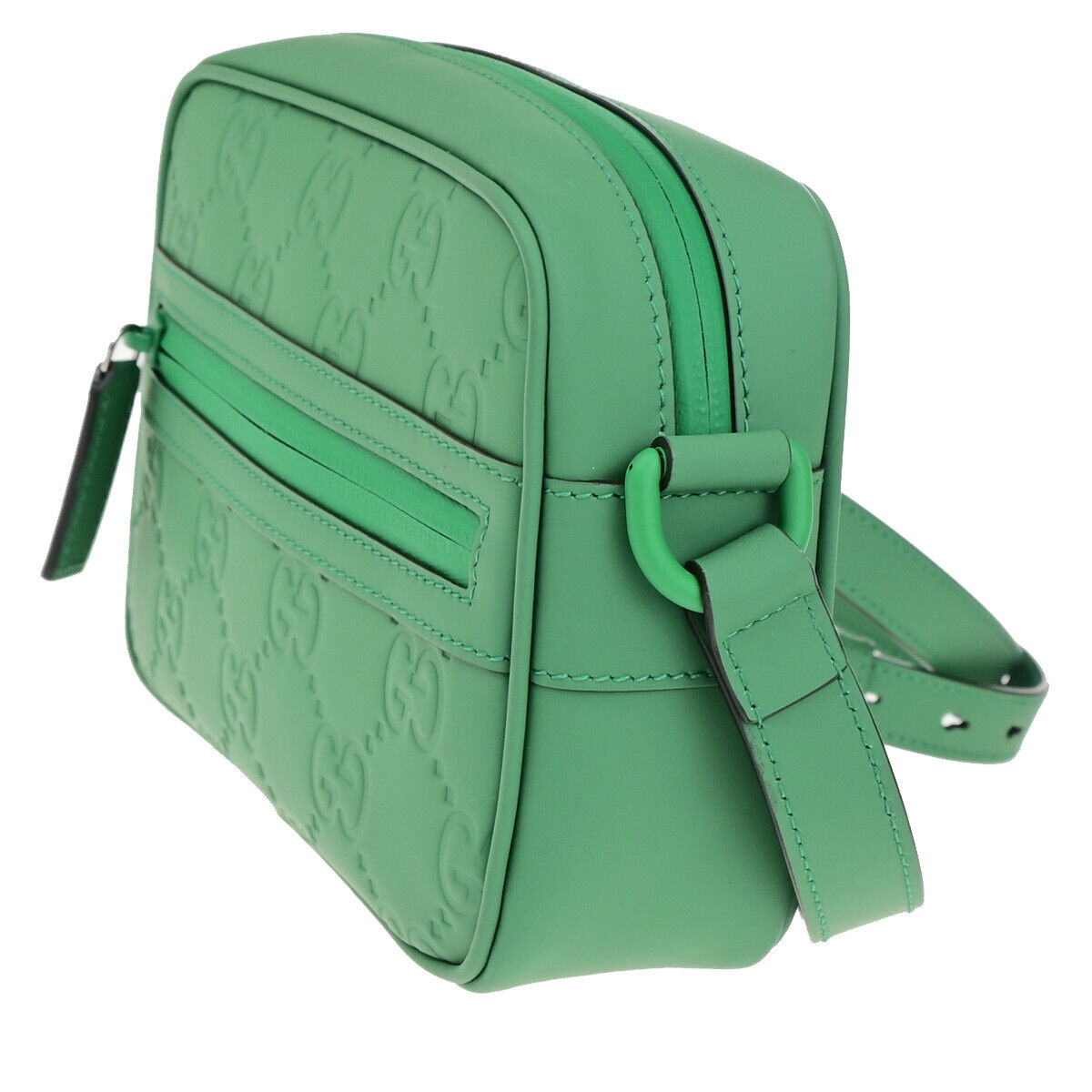 GUCCI Logo GG Rubber Effect Leather Mini Shoulder Bag Green Italy 602RK729