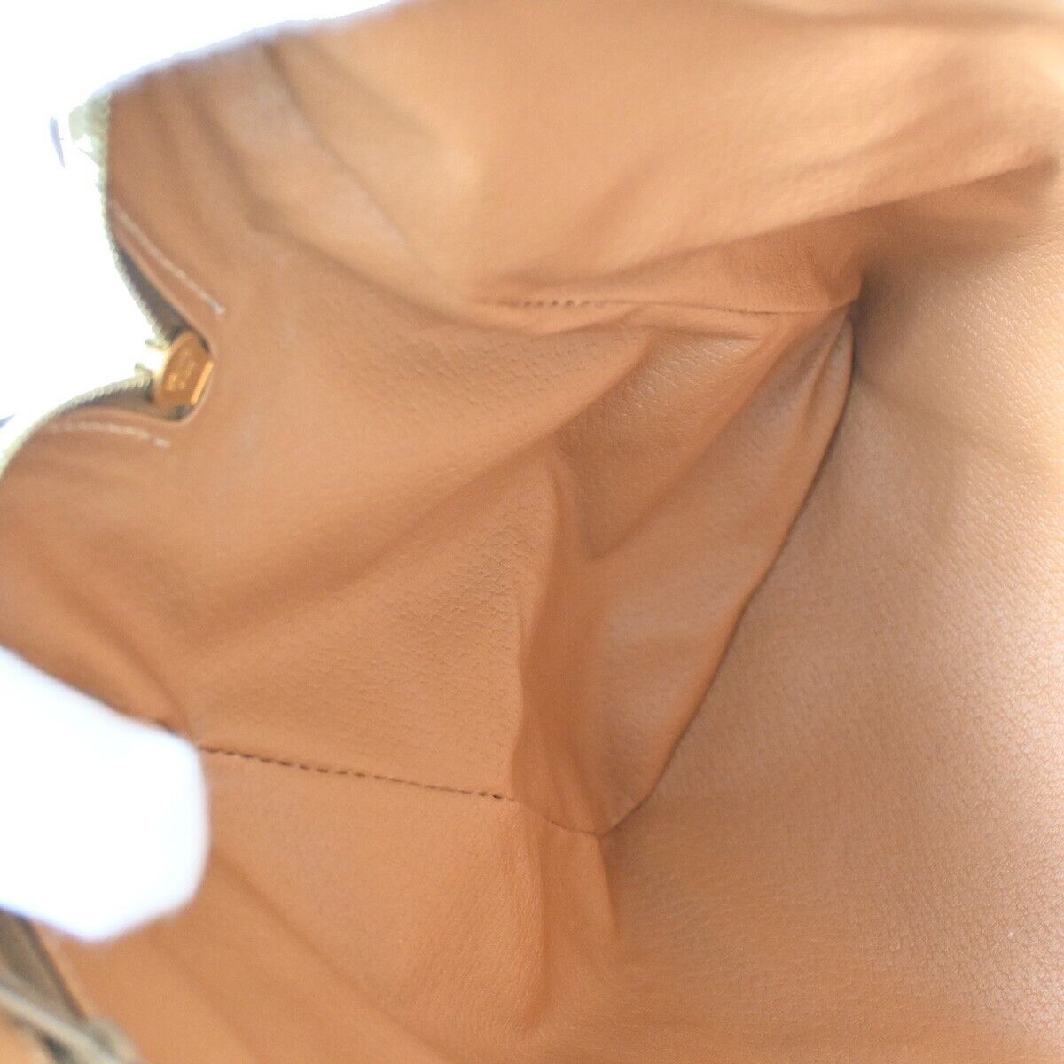 CELINE Logo Macadam Pattern  Hand Bag PVC Leather Brown Gold Italy 30FA326