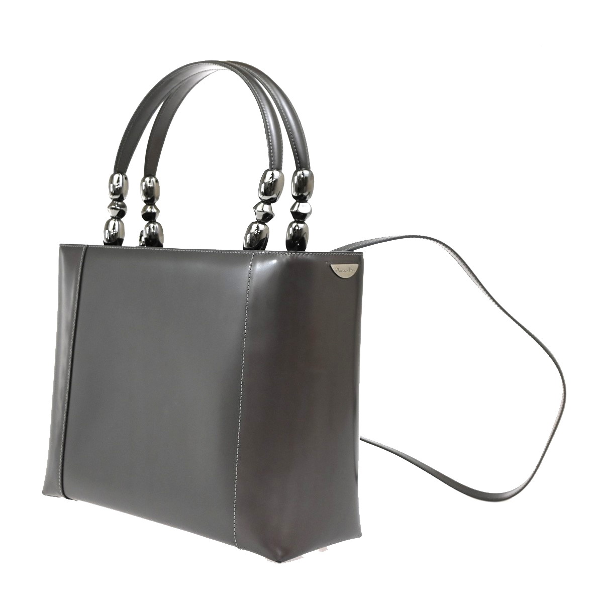 CHRISTIAN DIOR Malice Pearl 2Way Shoulder Bag Patent Leather Grey Italy 52RL541