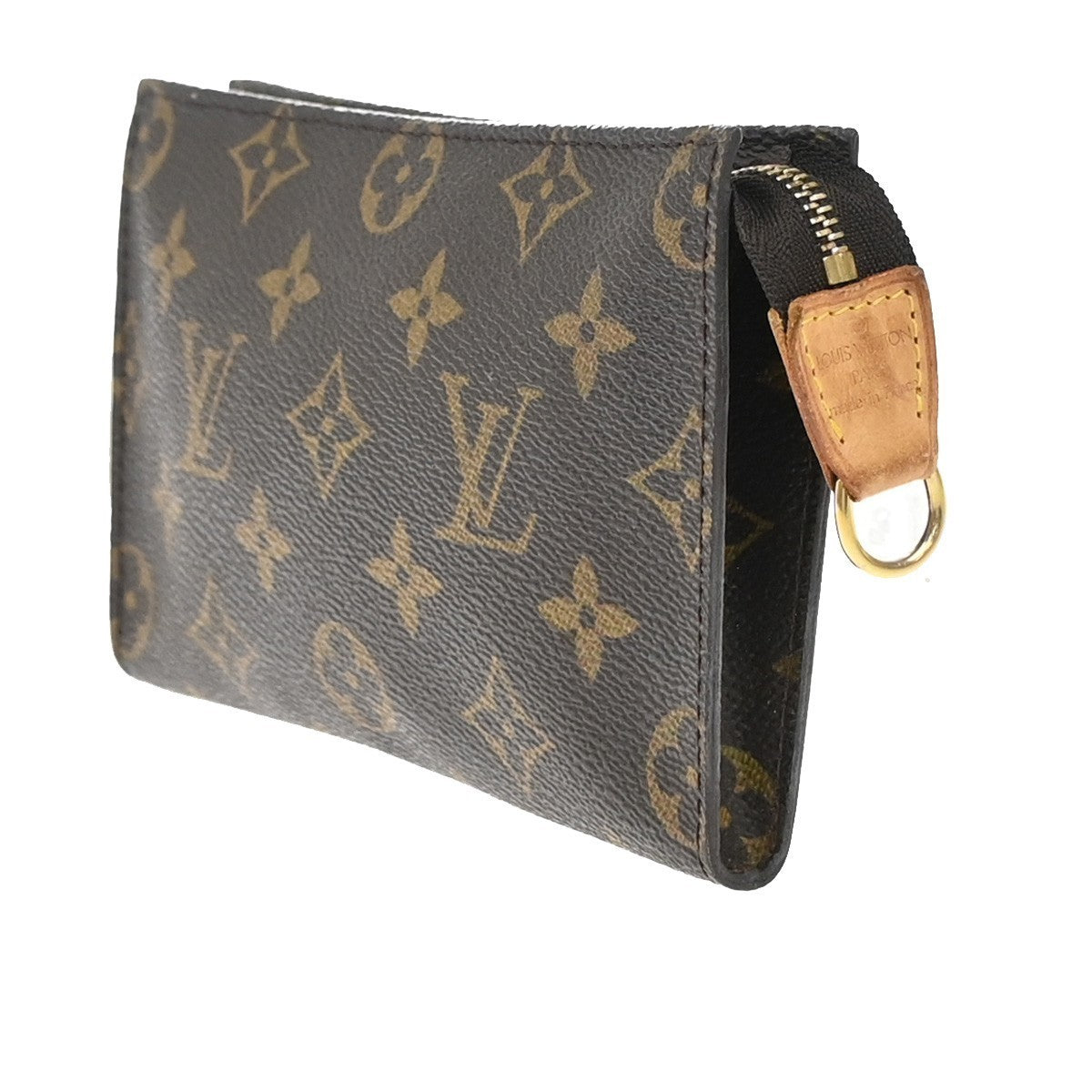 LOUIS VUITTON Logo BUCKET PM Pouch Bag Monogram Leather Brown France 02KB374
