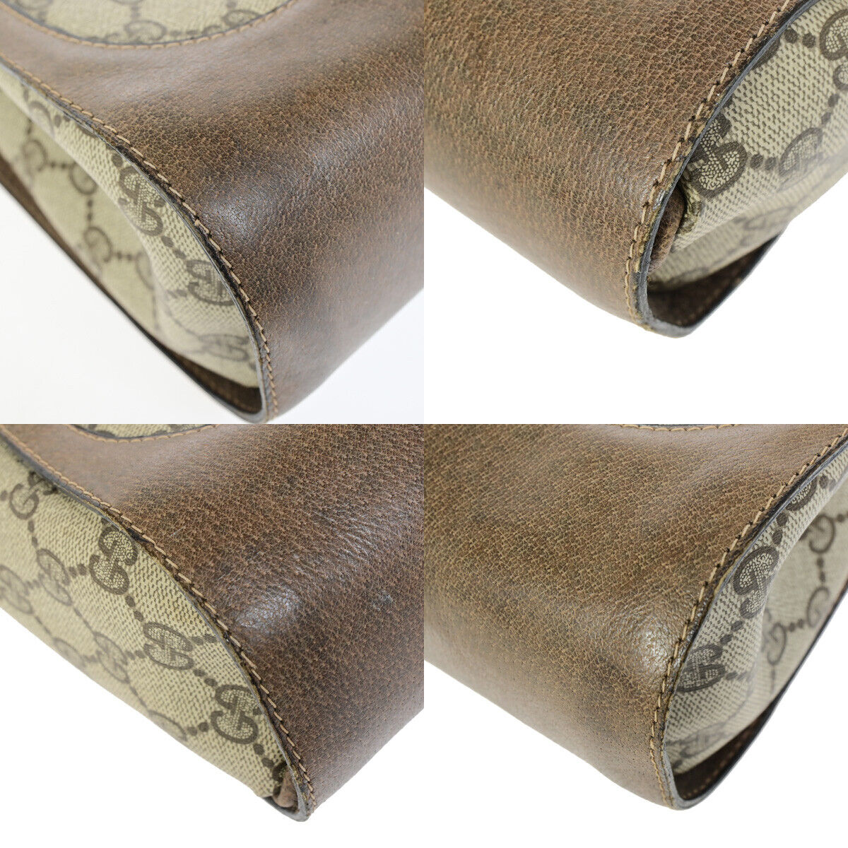 GUCCI Logo GG Pattern Shoulder Bag PVC Leather Brown Italy 69YF268