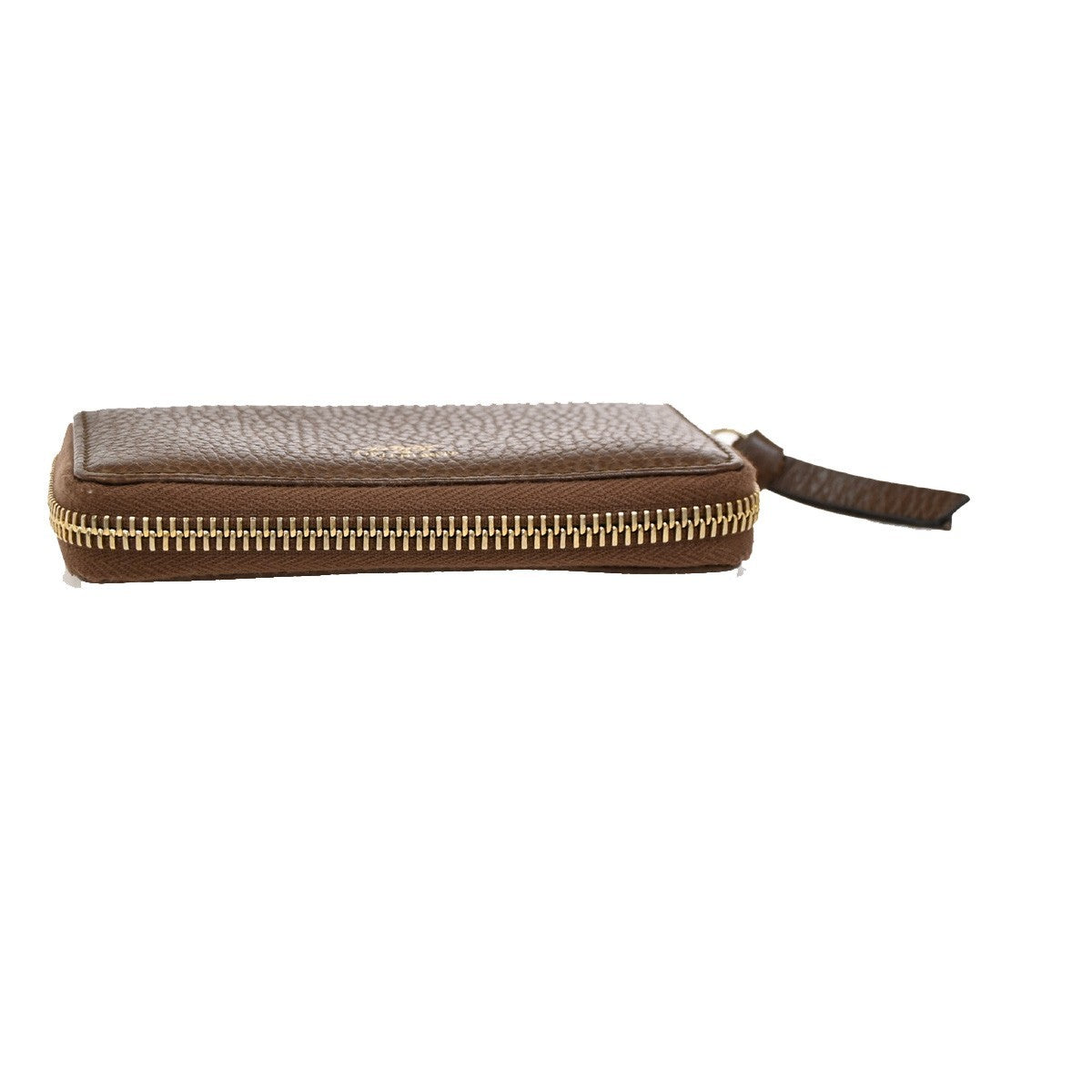 GUCCI Logo Zippy Mini Coin Case Wallet Leather Brown GHW Italy 65KB903