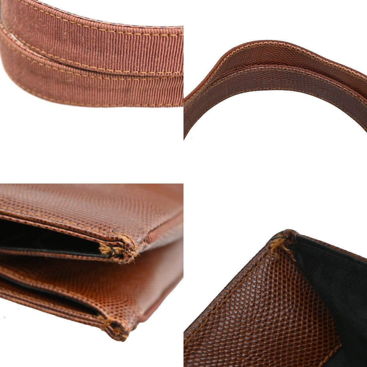 SALVATORE FERRAGAMO Logo Vara Shoulder Bag Embossing Leather Brown 63KB860