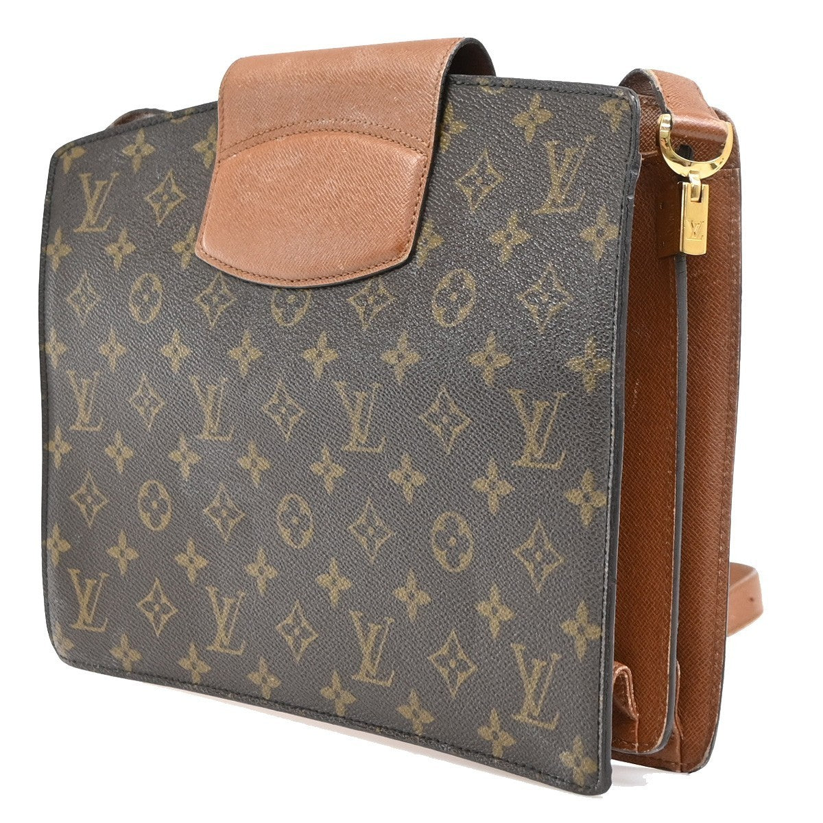 LOUIS VUITTON Courcelles Shoulder Bag Monogram Leather Brown M51375 86KP500
