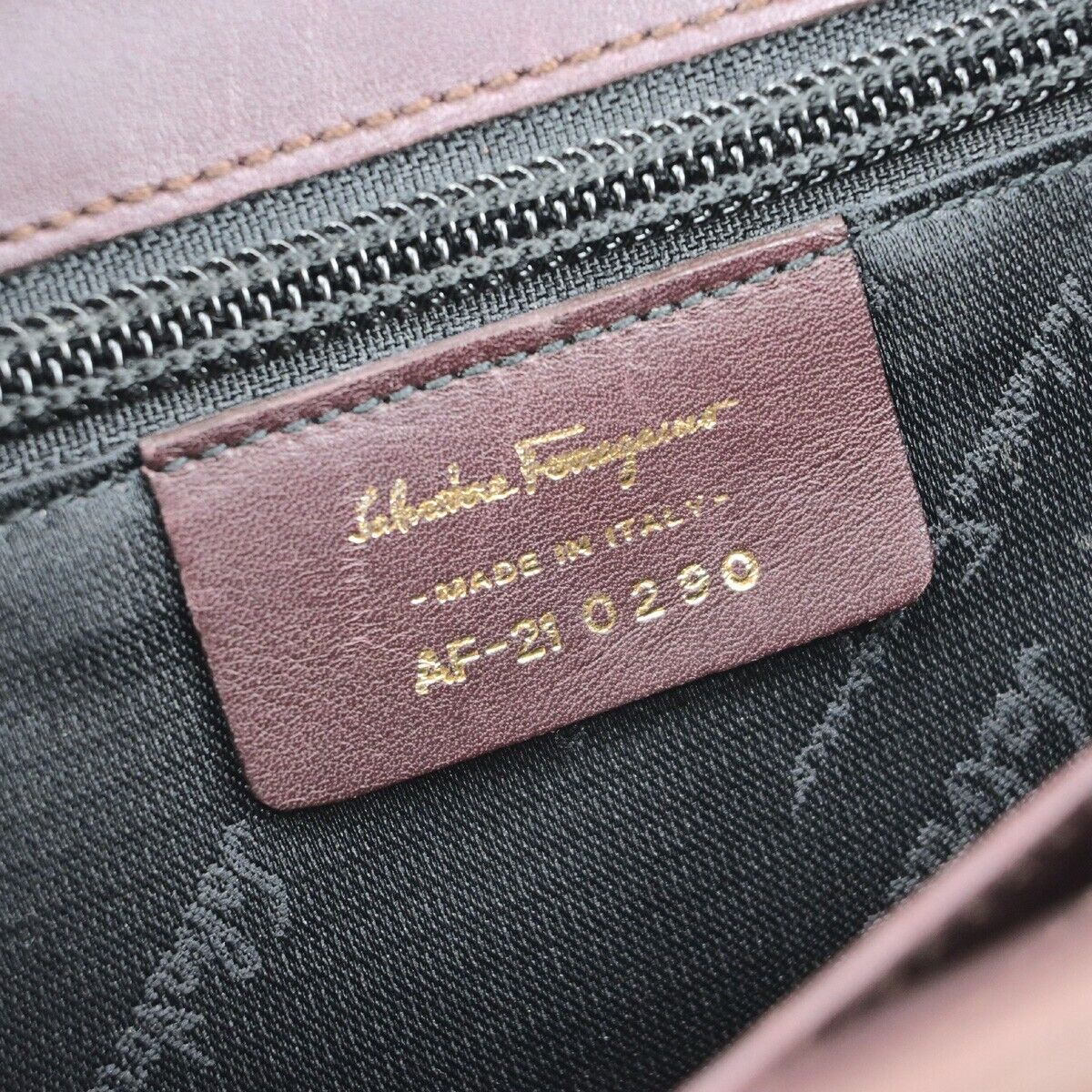 SALVATORE FERRAGAMO Logo Gancini Hand Bag Embossing Leather Brown GHW 31EB621