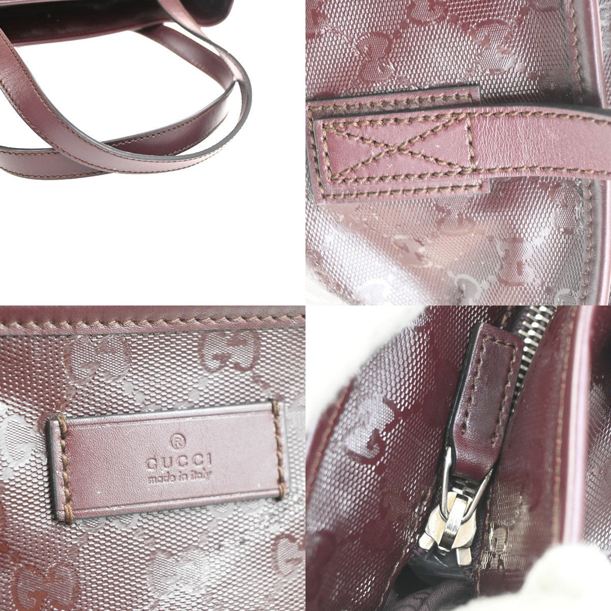 GUCCI Logo Imprime GG Pattern Shoulder Tote Bag PVC Leather Red SHW 67TA449