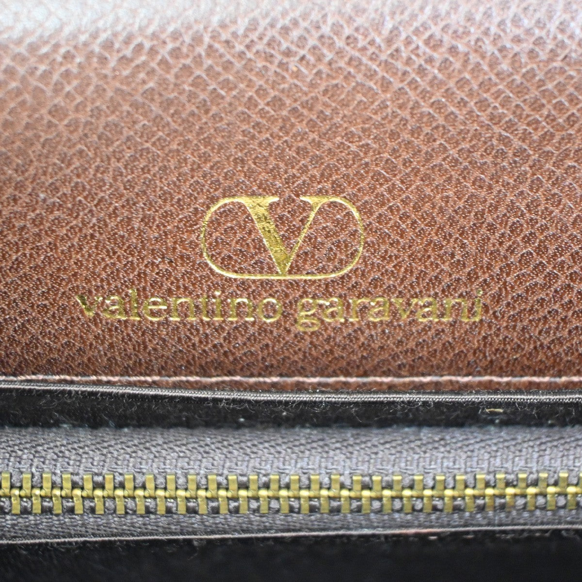 VALENTINO GARAVANI VLTN Logo Tassel Charm Shoulder Bag Leather Brown GHW 63ZA217
