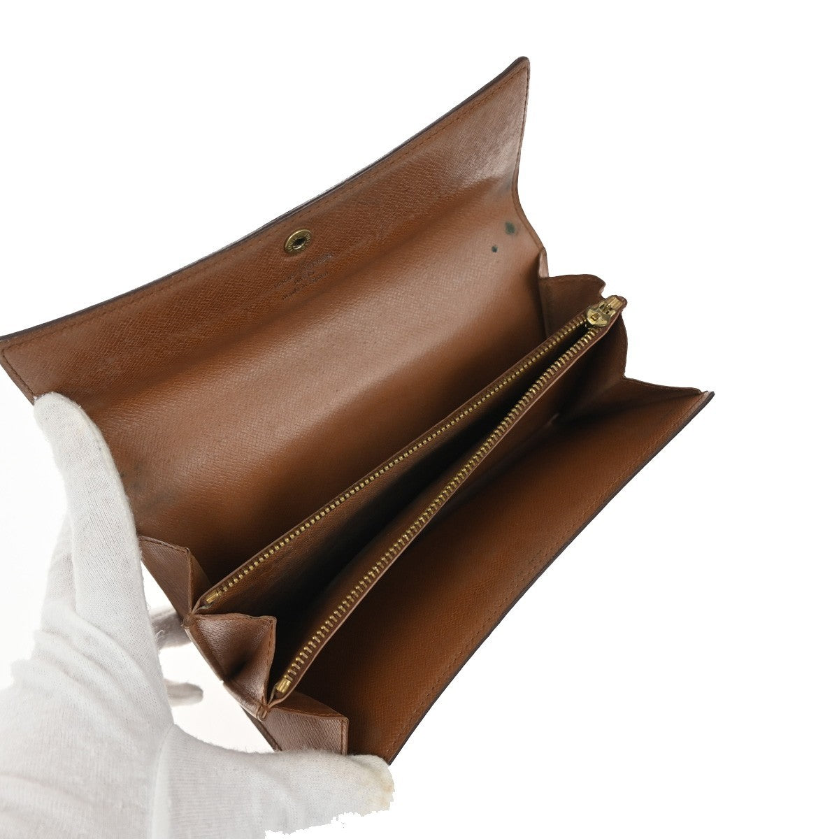LOUIS VUITTON 3 Set Bifold Trifold Wallet Purse Monogram Leather Brown 04KB648