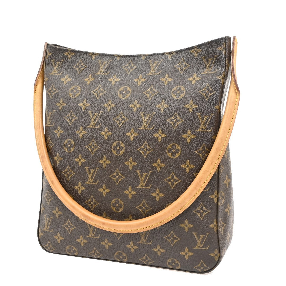 LOUIS VUITTON Logo Looping GM Shoulder Bag Monogram Leather Brown M51145 98TA714