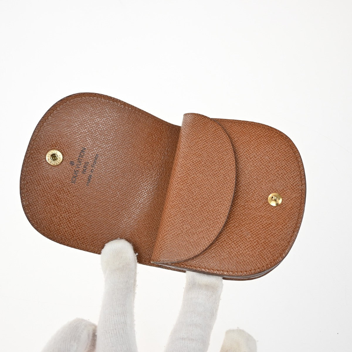 LOUIS VUITTON LV Logo 2 Set Coin Case Wallet Monogram Leather Brown 05EF836