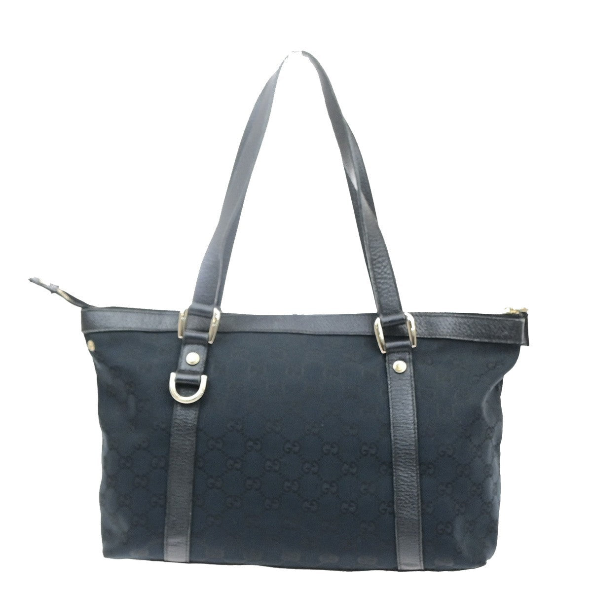 GUCCI Logo Abbey GG Shoulder Tote Bag Canvas Leather Black GHW Italy 70MA721
