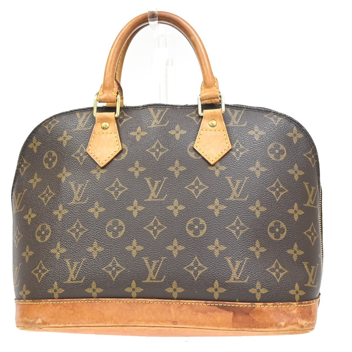 LOUIS VUITTON LV Logo Alma Hand Bag Monogram Leather Brown France M51130 34MA280