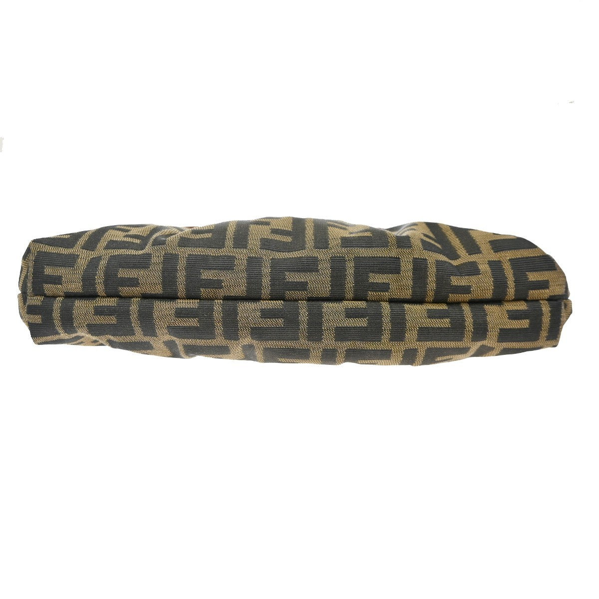 FENDI Logo Mamma Zucca Pattern Shoulder Bag Canvas Leather Brown Pink 46TA511