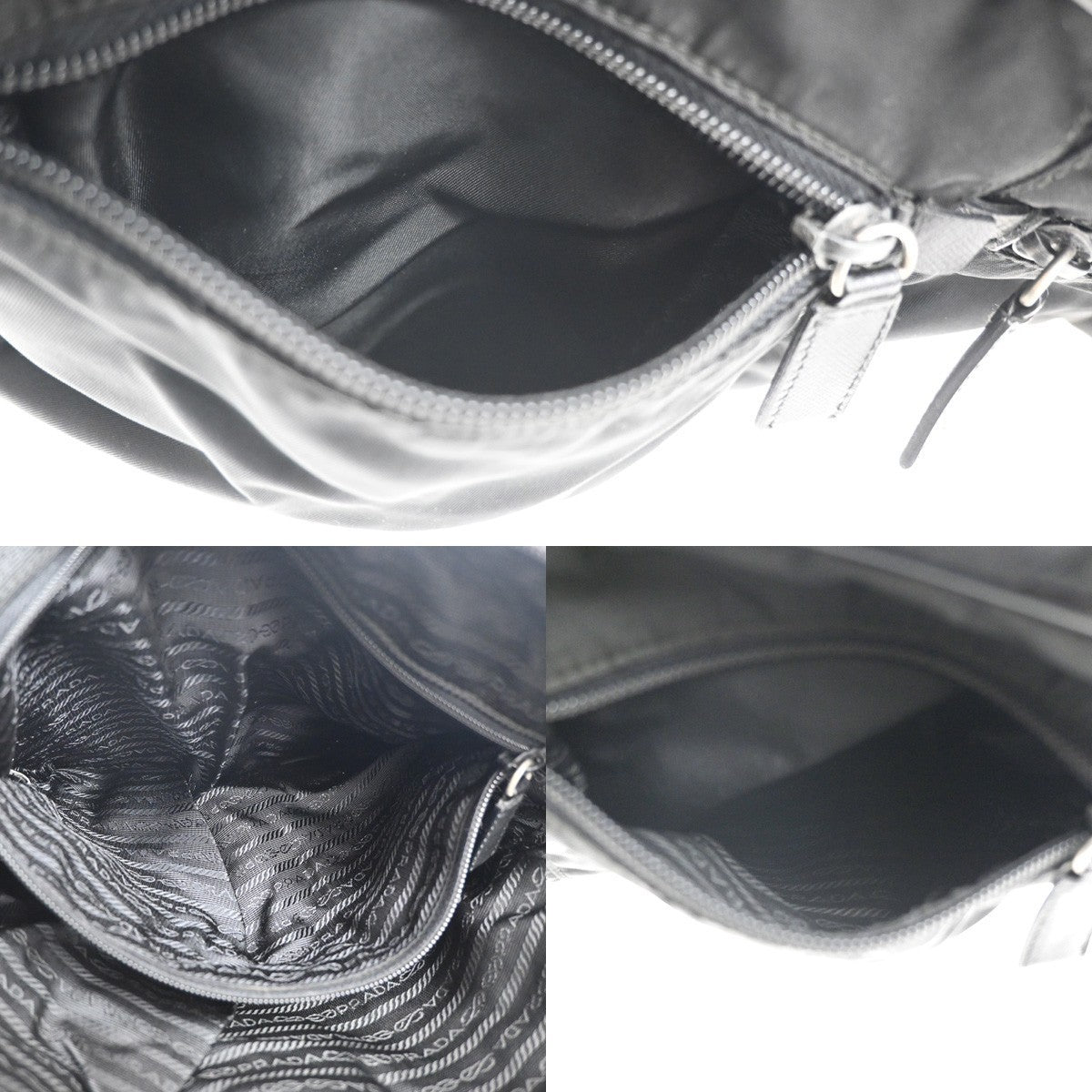 PRADA MILANO Tessuto Messenger Shoulder Bag Nylon Leather Black 64KC010