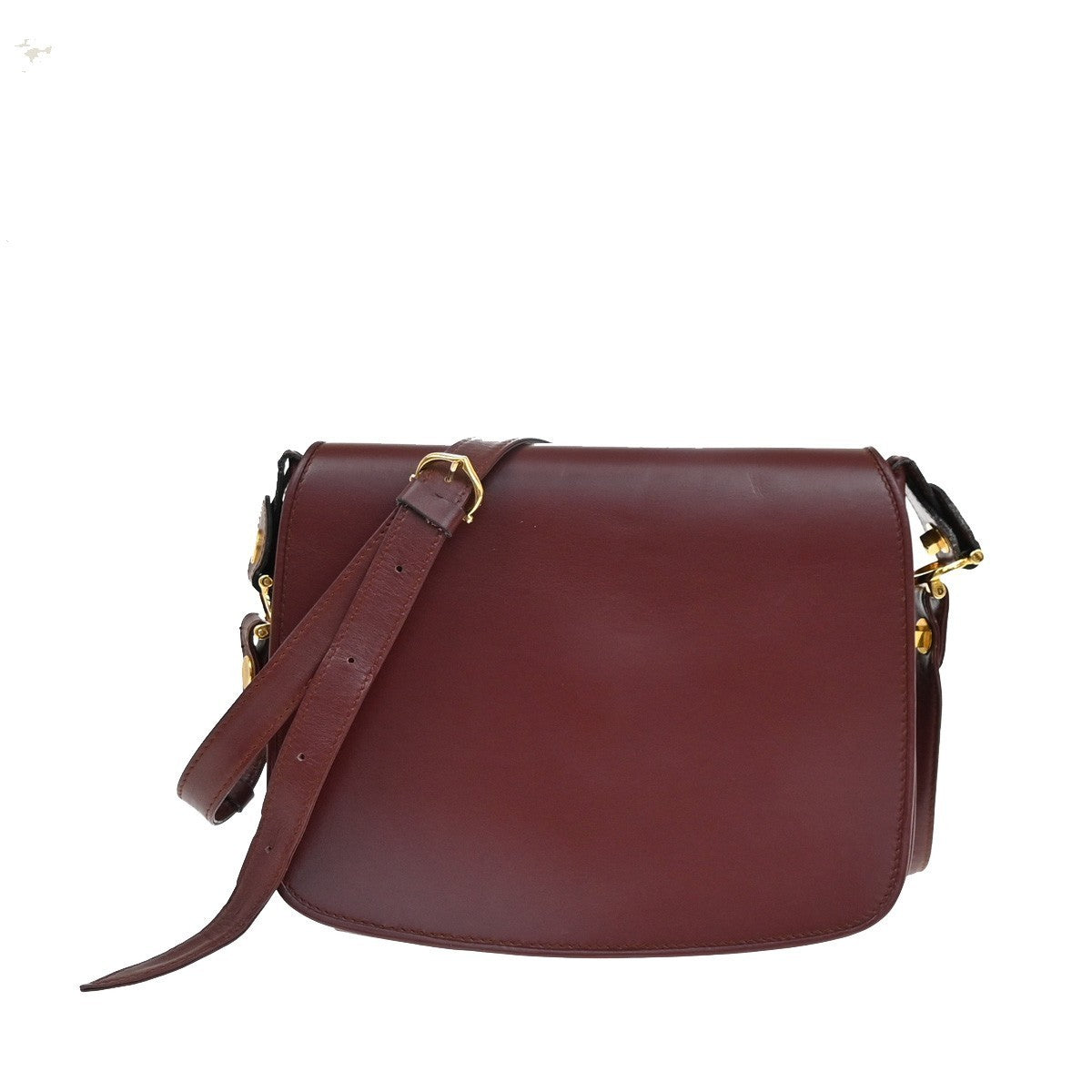 MUST DE CARTIER 2C Logo Crossbody Shoulder Bag Leather Red GHW 66CA367