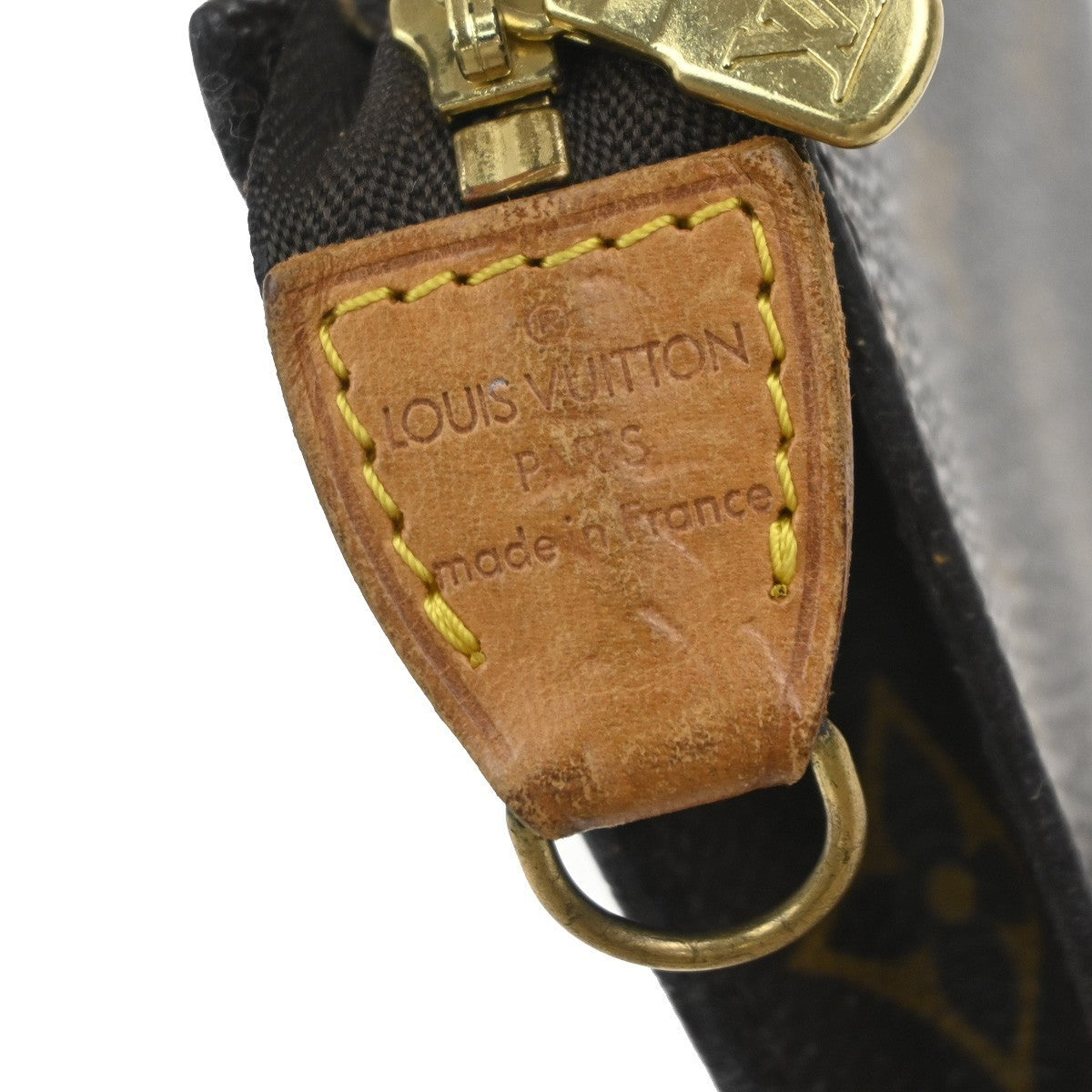LOUIS VUITTON LV Logo Bucket GM Pouch Bag Monogram Leather Brown Gold 05KP389
