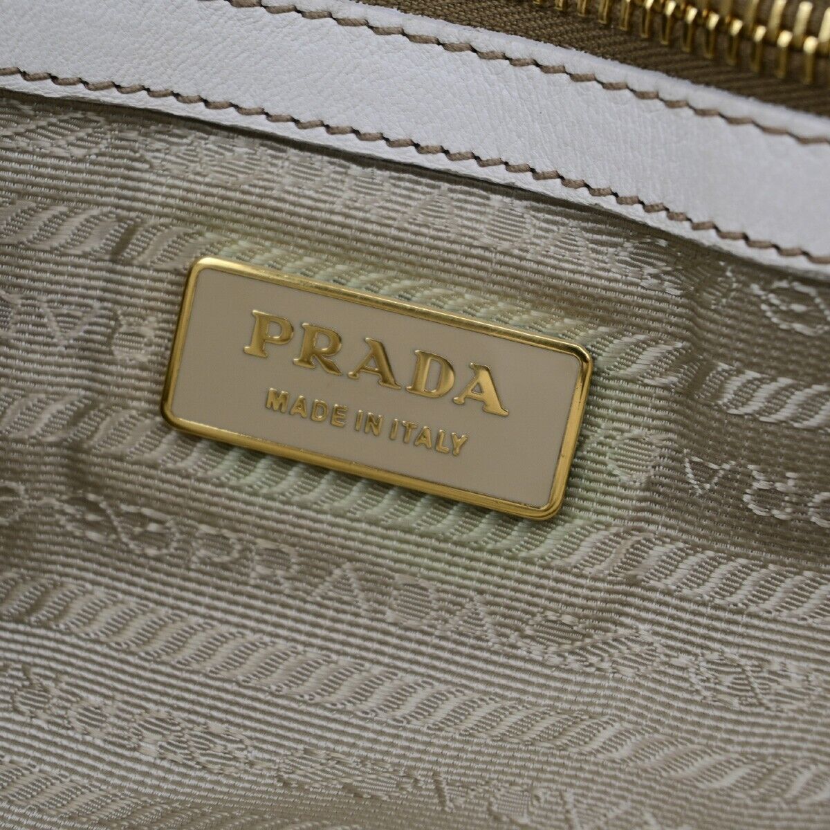 PRADA Logo 2 way Shoulder Hand Bag Leather White GHW Italy 87EE068