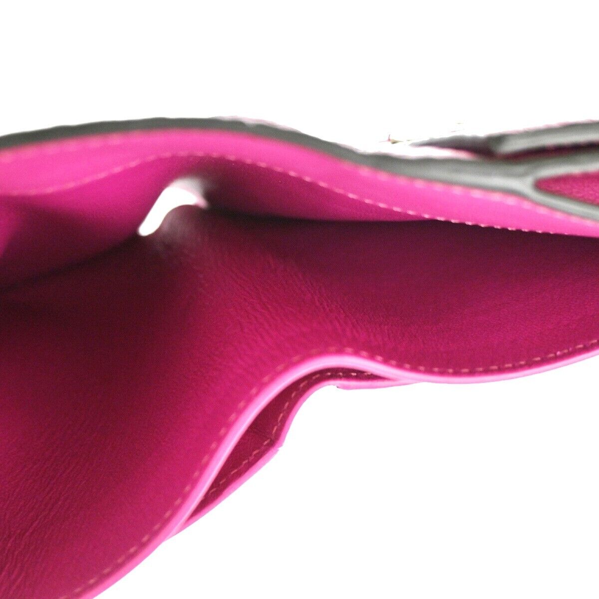FENDI Logo Peekaboo Bifold Wallet Purse Leather Magenta SHW Italy 39RJ491