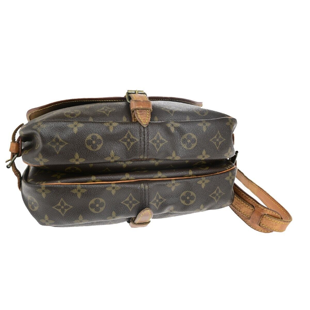 LOUIS VUITTON Logo Saumur 30 Shoulder Bag Monogram Leather Brown M42256 30HC017