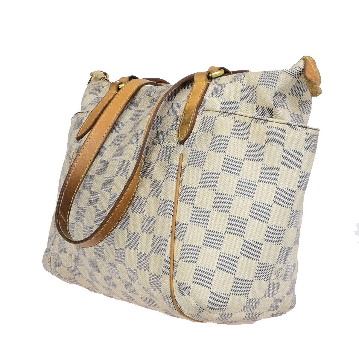 LOUIS VUITTON Totally PM Shoulder Bag Damier Azur Leather White N51261 84ED188