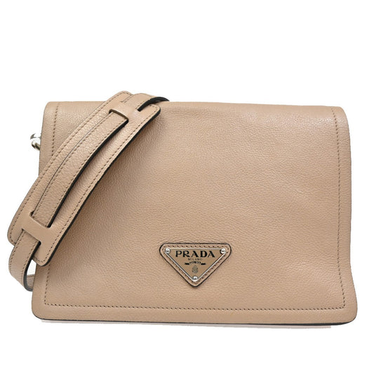 PRADA MILANO Logo Crossbody Shoulder Bag Glace Calf Leather Pink Beige 21TA261