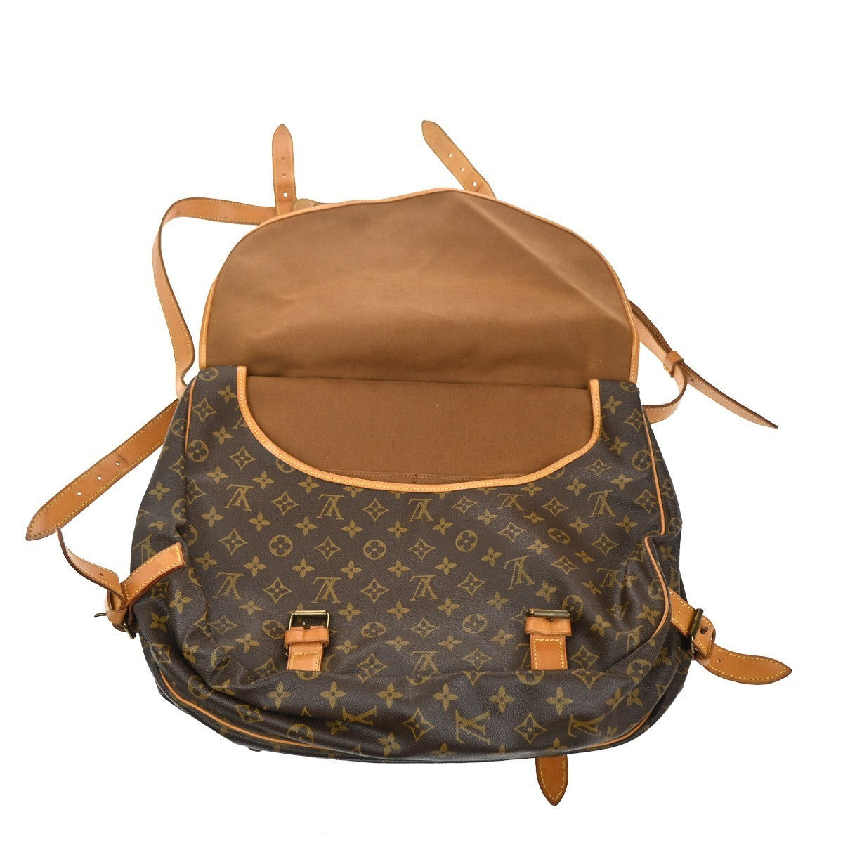 LOUIS VUITTON Logo Saumur 43 Shoulder Bag Monogram Leather Brown M42252 11MA176