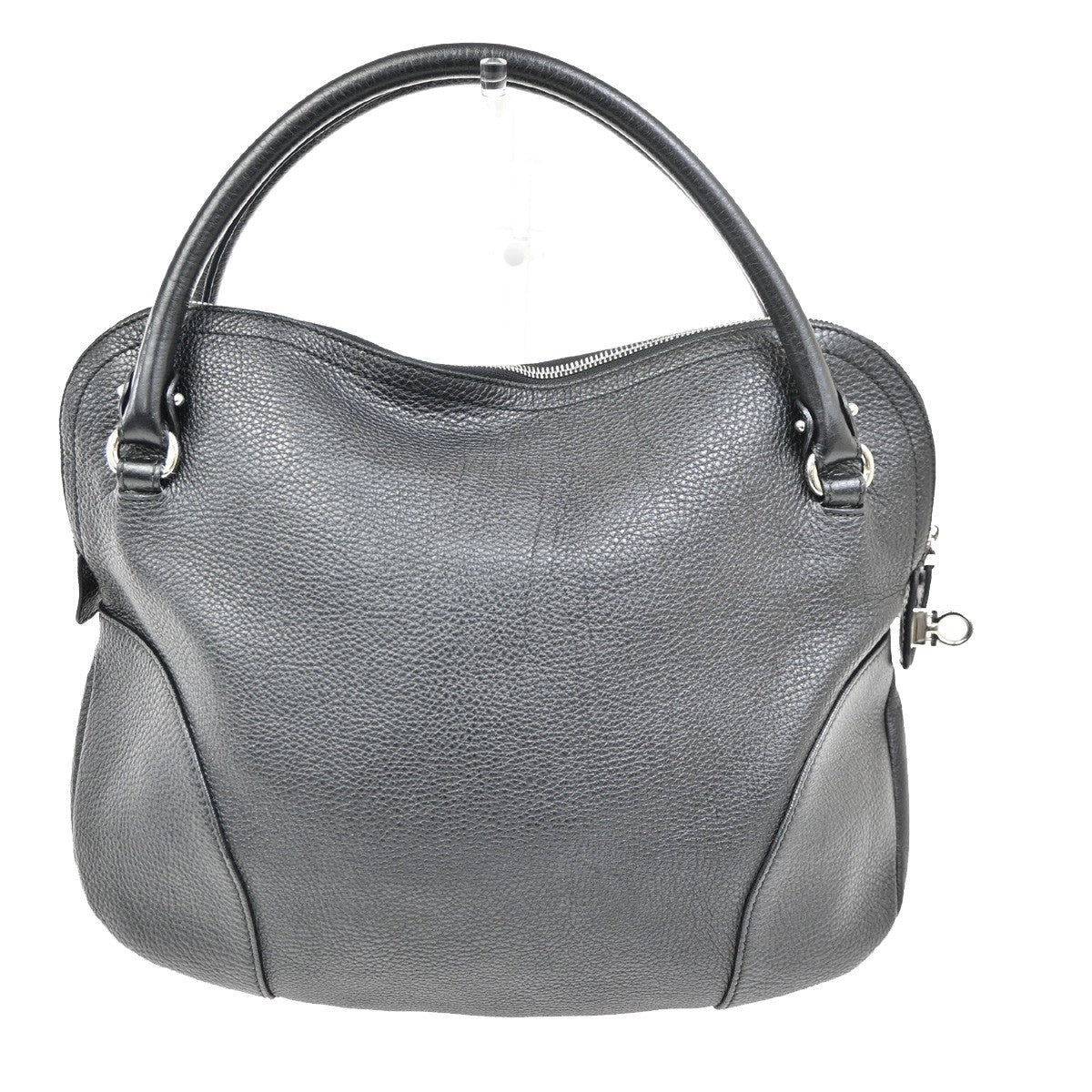 SALVATORE FERRAGAMO Logo Gancini Shoulder Hand Bag Leather Black 30TA292