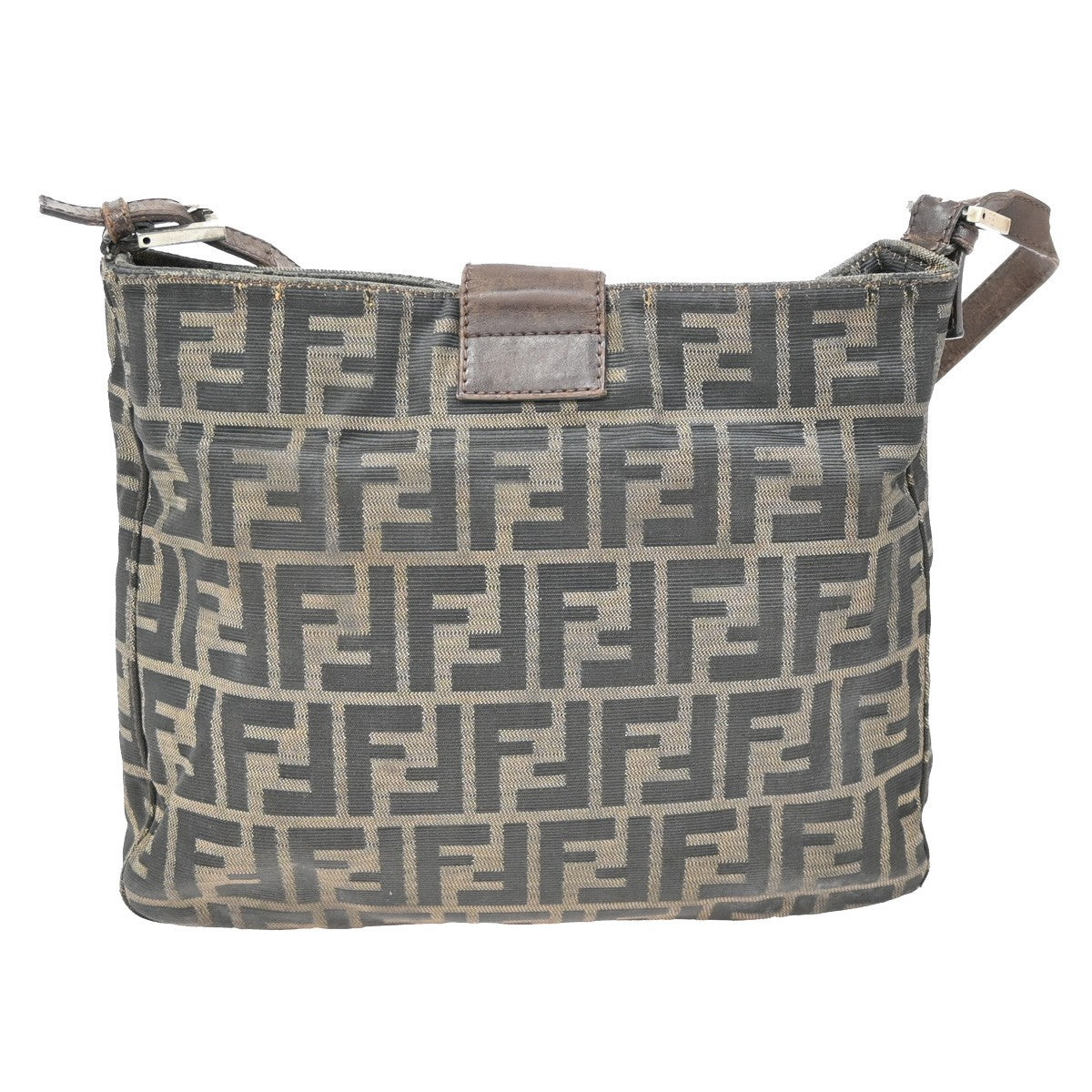 FENDI Logo Zucca Pattern Hand Bag Canvas Leather Brown SHW Italy 36KB279