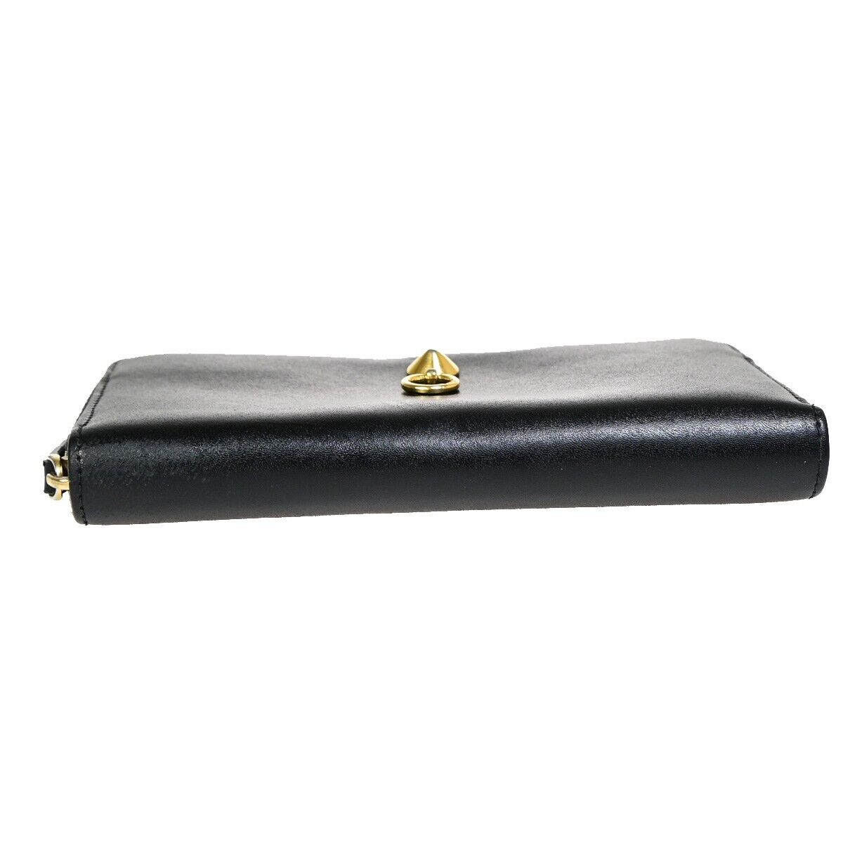 FENDI By The Way Logo Long Zip Around Wallet Purse Leather Black Italy 67EB039
