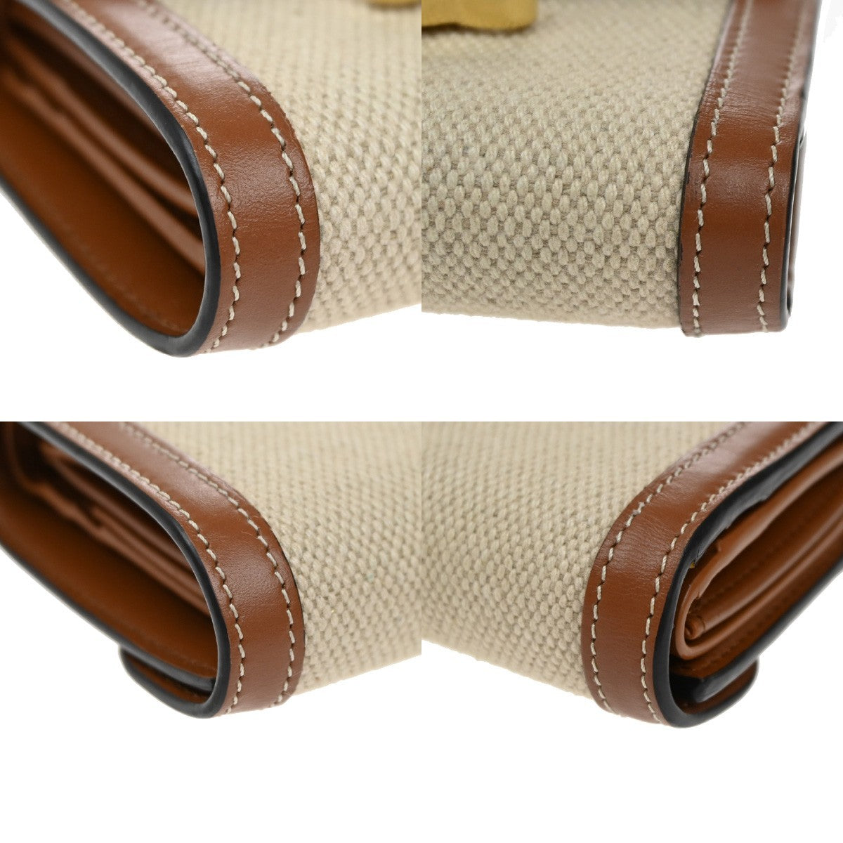 CELINE Triomphe Small Trifold Wallet Purse Canvas Leather Brown BE GHW 87RL411