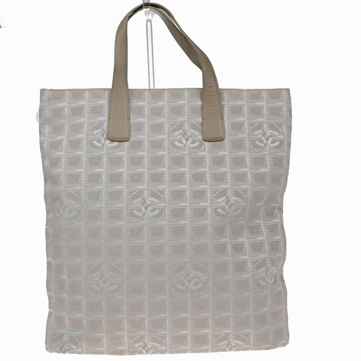 CHANEL CC Logo New Travel Line Shoulder Bag Nylon Leather Beige Italy 37EG407