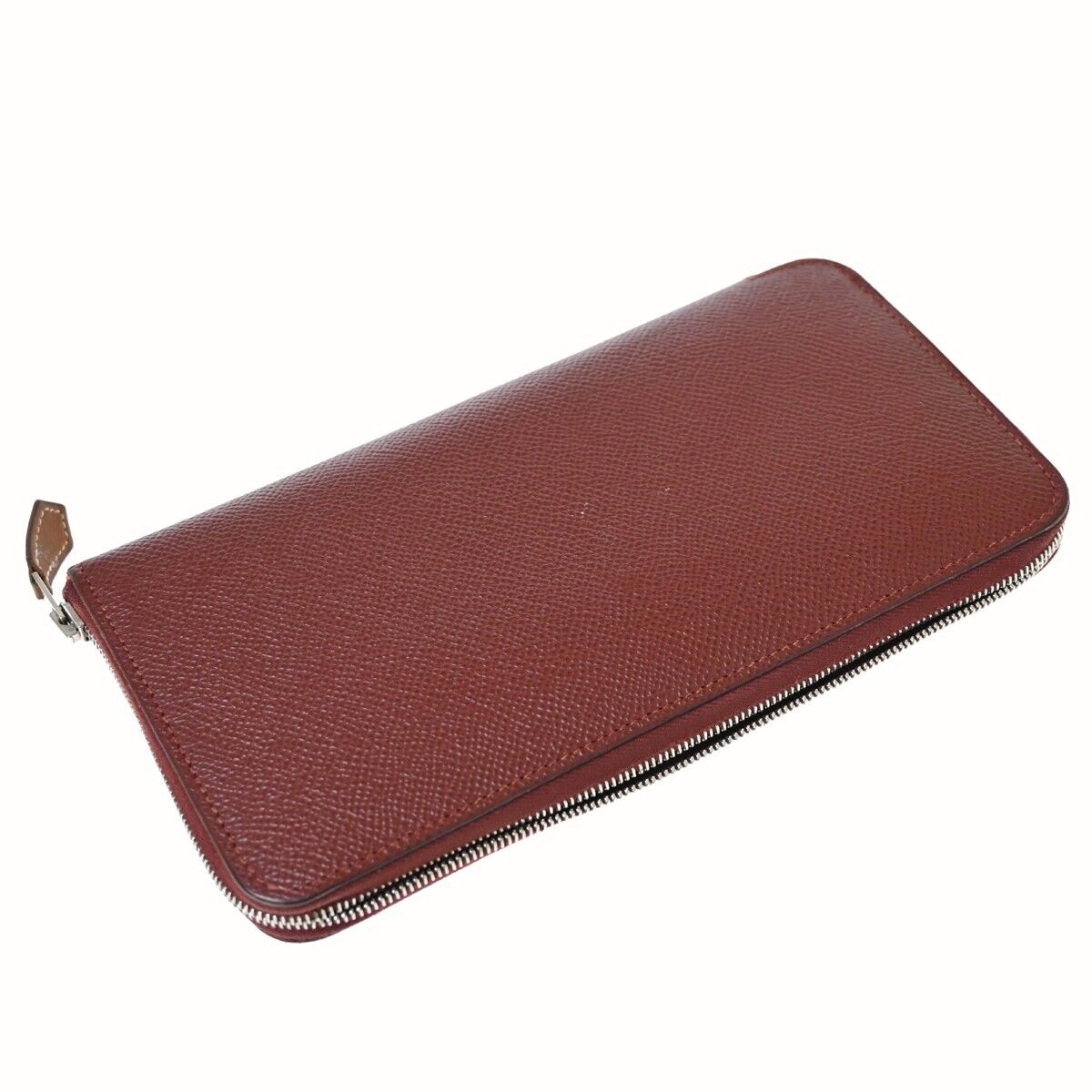 HERMES Azap Silk In Long Zipper Bifold Wallet Purse Veau Epsom Red 72HB250