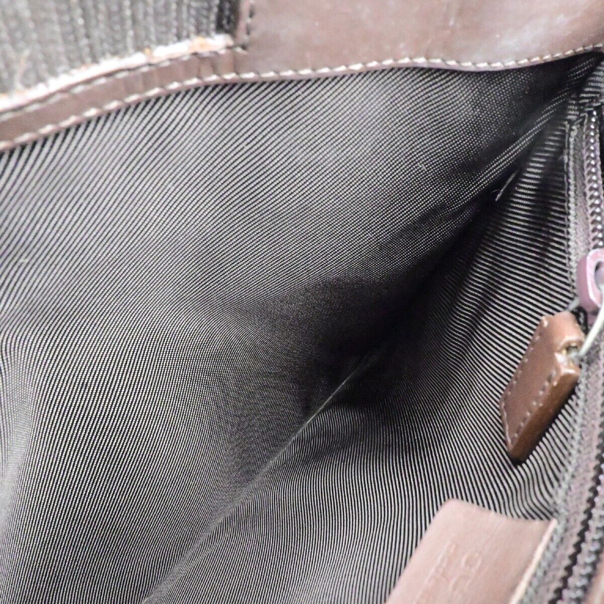 GUCCI Logo GG Pattern Shoulder  Bag Canvas Leather Brown Silver Italy 66ED404