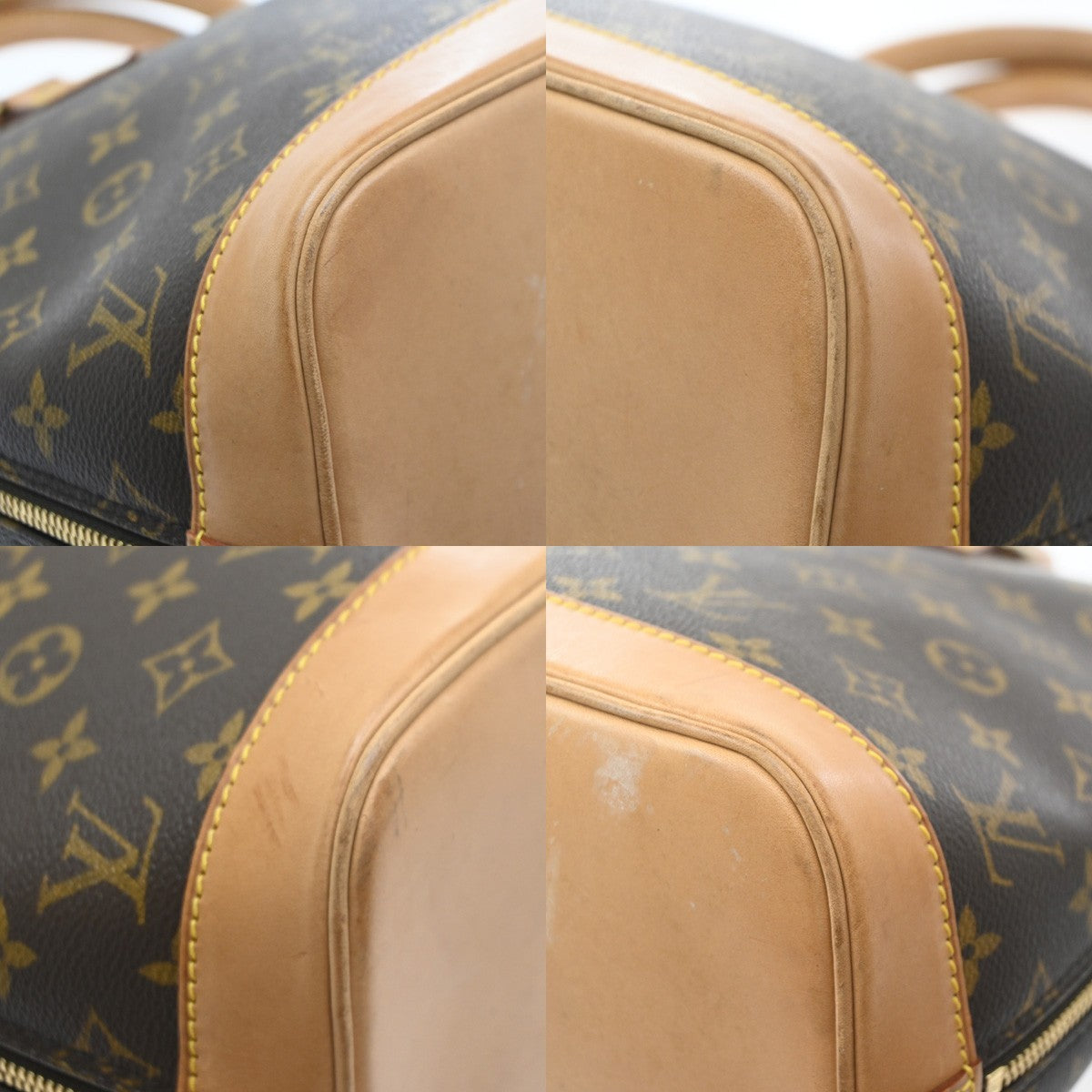 LOUIS VUITTON LV Logo Alma Hand Bag Monogram Leather Brown France M51130 88SA164