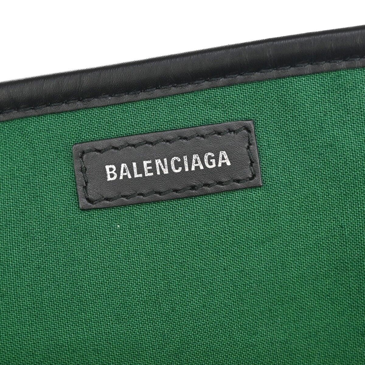 BALENCIAGA NAVY Cabas S Shoulder Tote Bag Check Pouch Wool Leather GN BK 75YC423