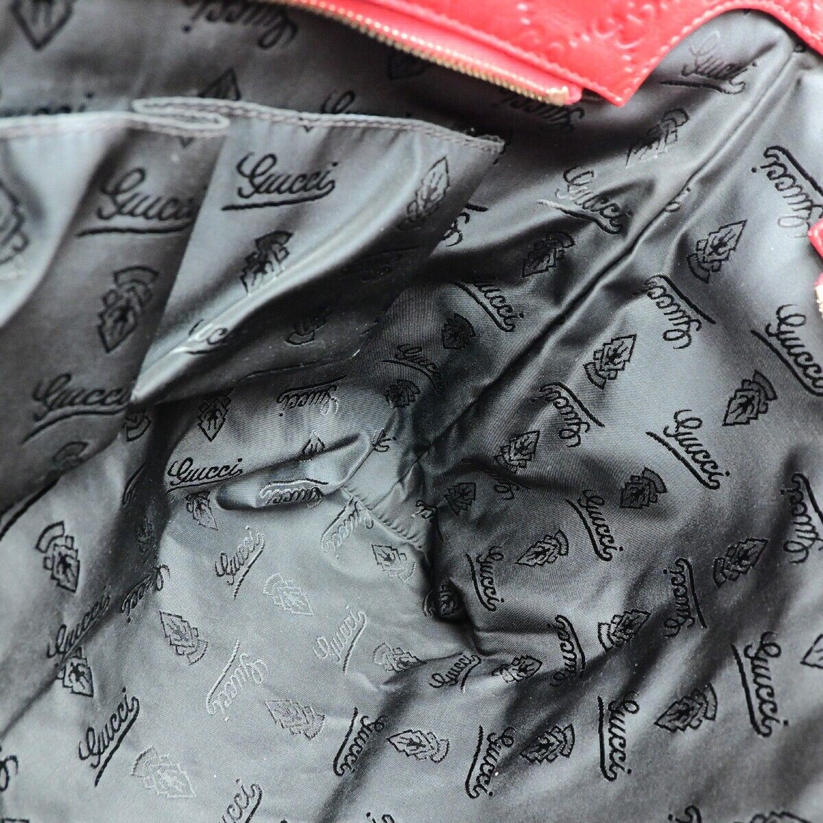 GUCCI Logo Guccissima GG Pattern Shoulder Tote  Bag Leather Red GHW 87ED994