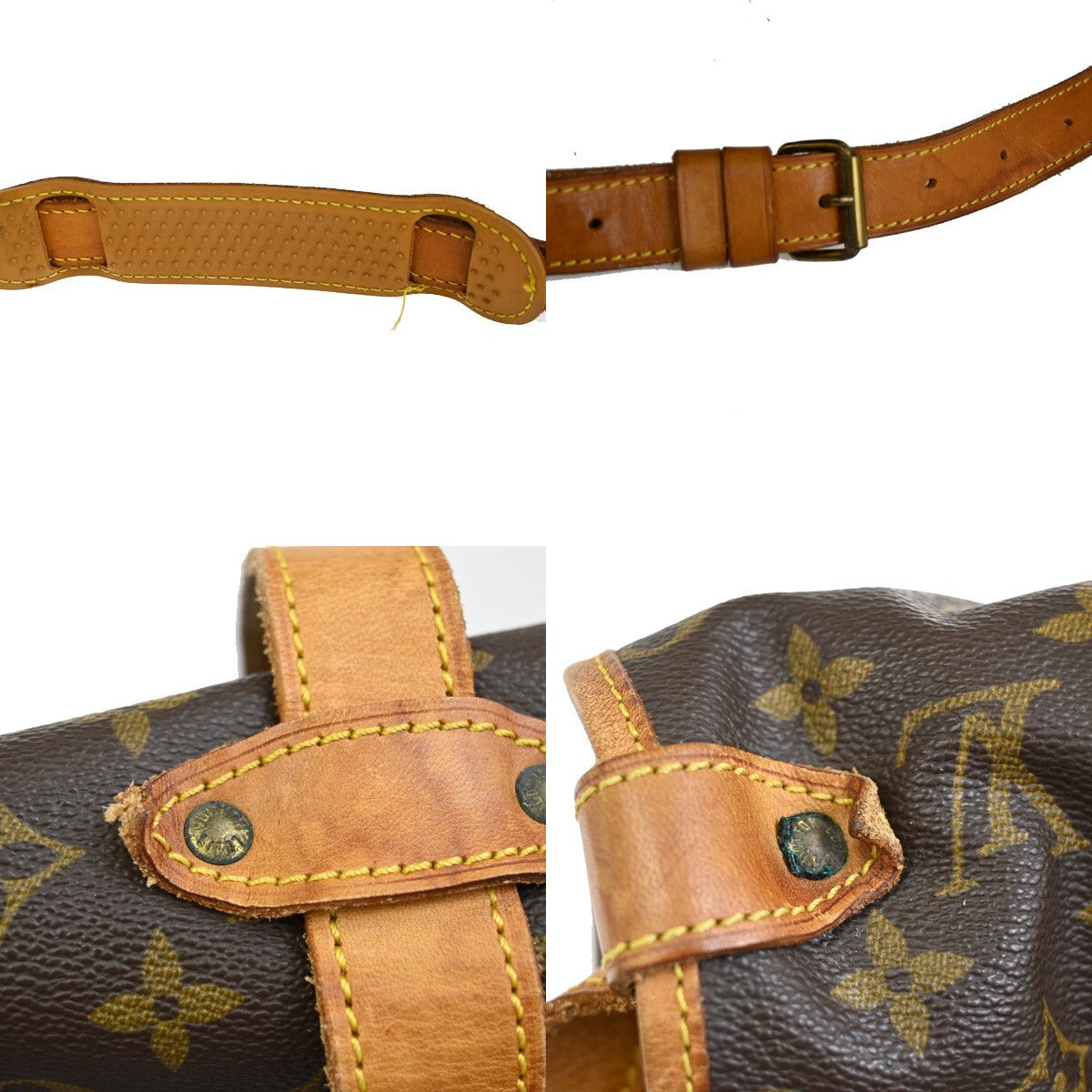 LOUIS VUITTON Logo Saumur 43 Shoulder Bag Monogram Leather Brown M42252 85FB601