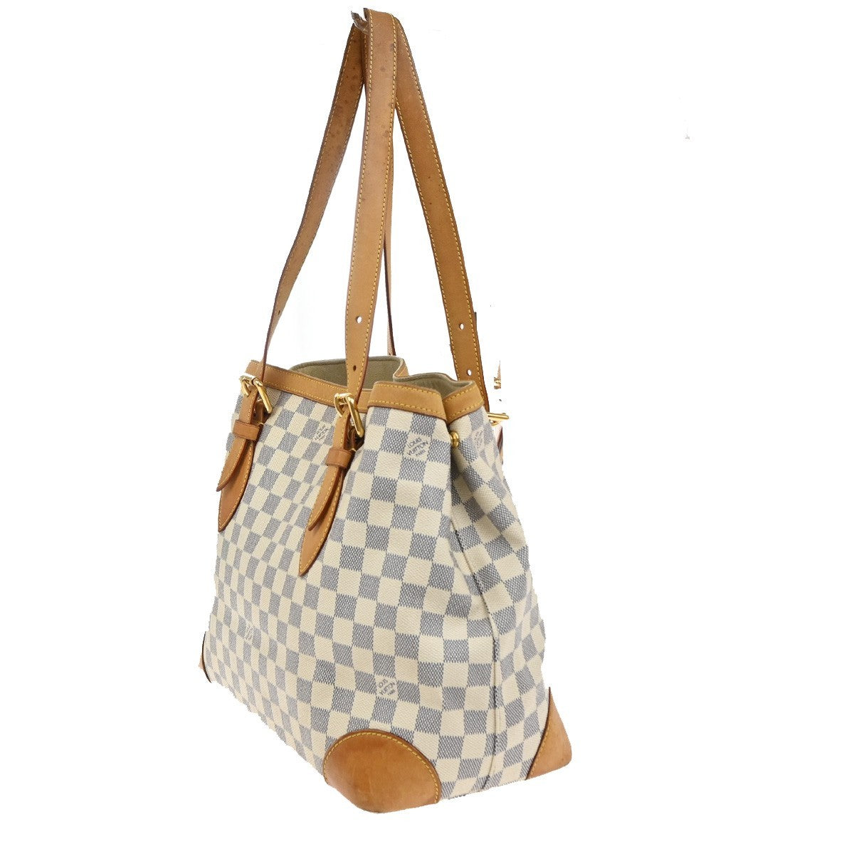 LOUIS VUITTON Hampstead MM Shoulder Bag Damier Azur Leather White N51206 88KB552